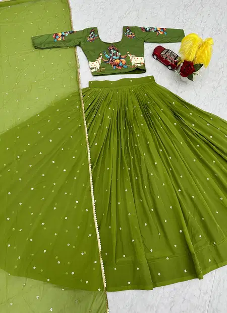 PC 541 Faux Georgette Kalamkari Print With Real Handwork Lehenga With Choli Dupatta Exporters In India